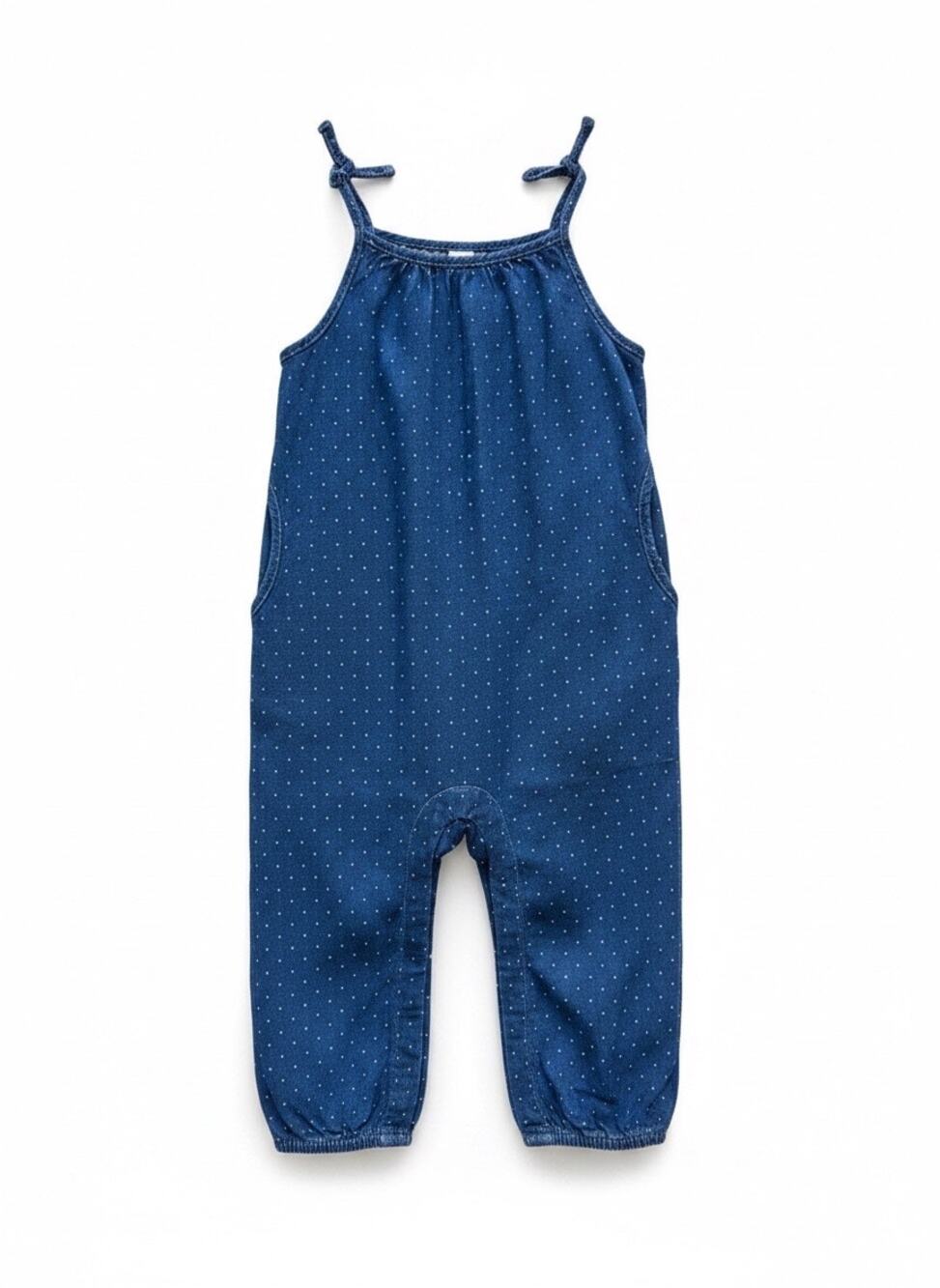 Baby Gap 1969 Denim Jumpsuit, Baby Size 18-24mo, Blue Polka Dot